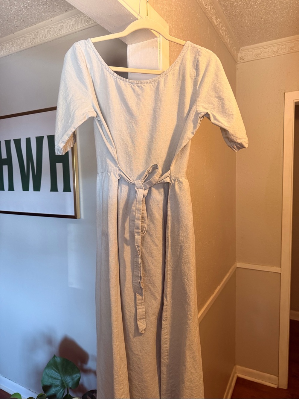 Button-Front White Maxi Dress with Short Sleeves - Picture 2 of 2